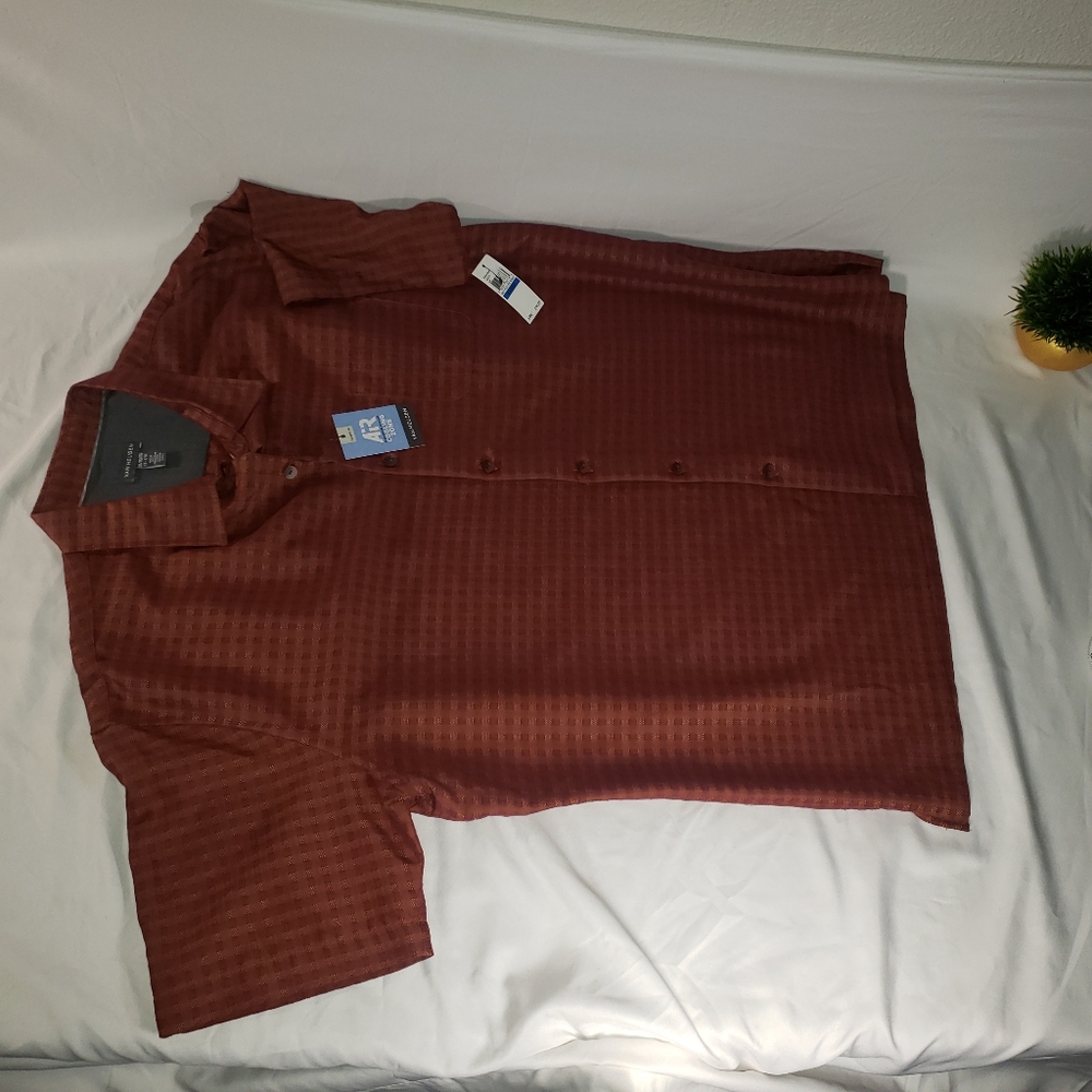 Van Heusen Short Sleeve Shirt Orange Red XL